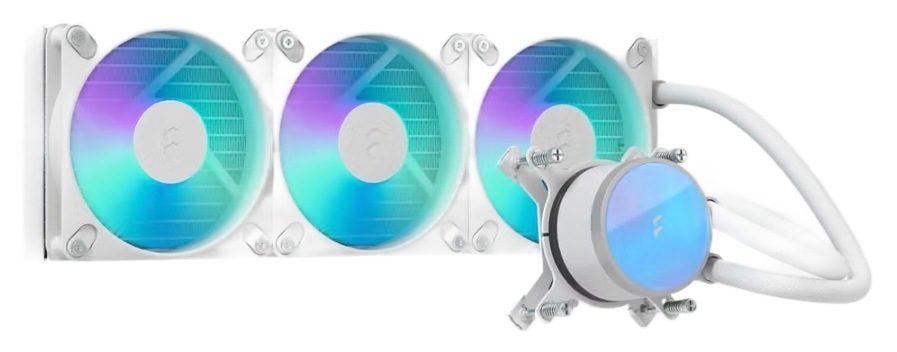 Vodní chladič FRACTAL DESIGN Radius 360 RGB White s 360mm radiátorem, třemi ARGB ventilátory a blokem pumpy v bílém provedení