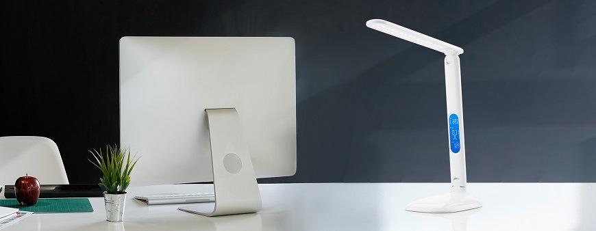 Stolní LED lampička ETA 3892 90000 stmívatelná, displej, 6W bílá