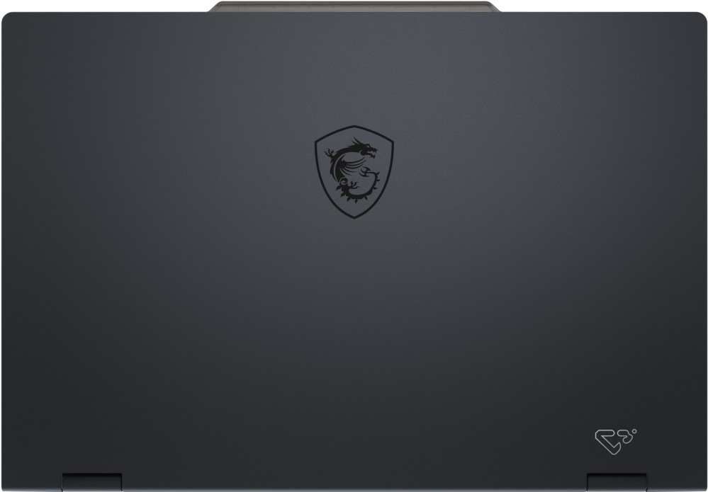 Zavřený herní notebook MSI Cyborg 15 B13W s minimalistickým černým víkem a logem MSI uprostřed