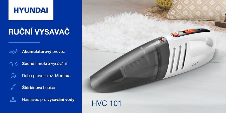 Akumulátorový vysavač Hyundai HVC 101, AKU šedý/bílý
