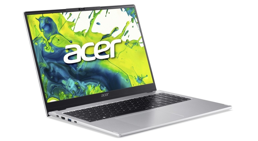 Otevřený a zapnutý notebook Acer Aspire Spin 15 (ASP15-61N-R0SB) otočený doprava