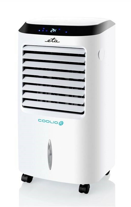 Bílý ochlazovač vzduchu ETA Coolio s pojízdnými kolečky a LED displejem