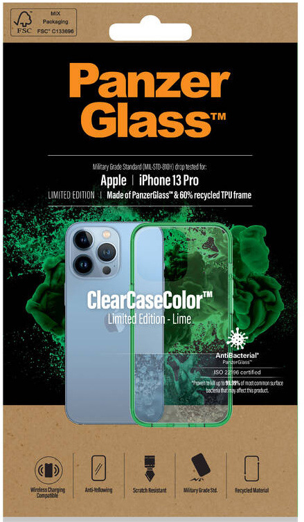 Kryt na mobil PanzerGlass ClearCaseColor na Apple iPhone 13 Pro zelený/průhledný