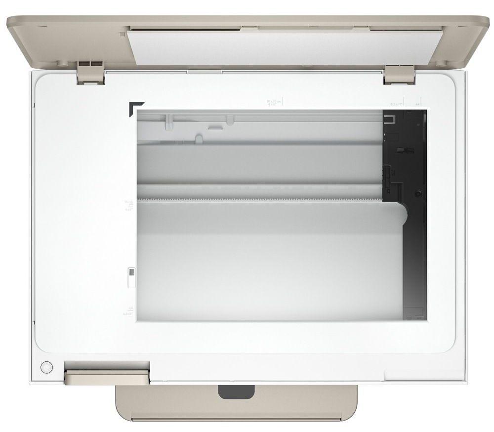 Tiskárna multifunkční HP ENVY Photo 7230, služba HP Instant Ink bílá Pohled na skenovací/kopírovací plochu tiskárny shora