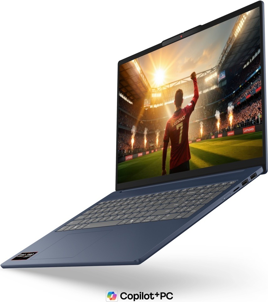 Notebook Lenovo IdeaPad Slim 5 16AHP11 modrý Pohled šikmo zleva na IdeaPad Slim 5 s velkou obrazovkou