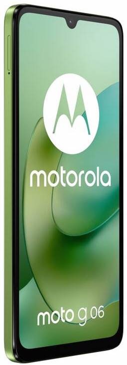Motorola Moto G06 z bočního pohledu, velký 6,88″ displej s tenkými rámečky a kapkovitým výřezem