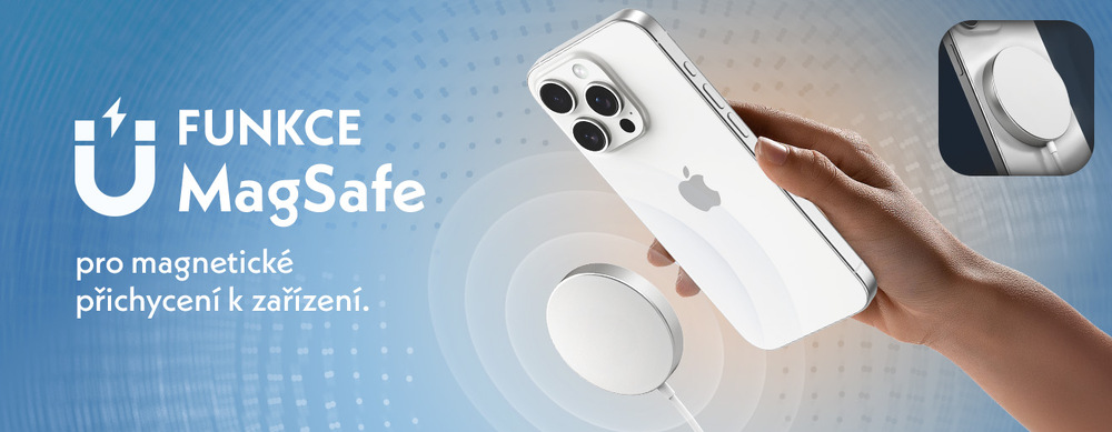 Magnetická bezdrátová nabíječka GoGEN kompatibilní s MagSafe, bílá, s USB-C konektorem a výkonem 15 W