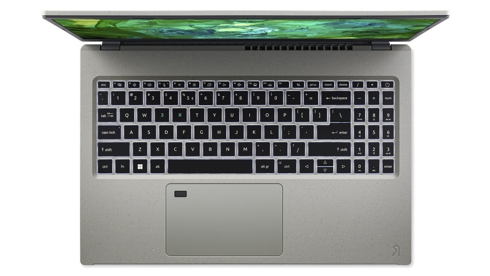 Notebook Acer Aspire Vero (AV15-53P-51UD) šedý Pohled na klávesnici notebooku Acer Aspire Vero