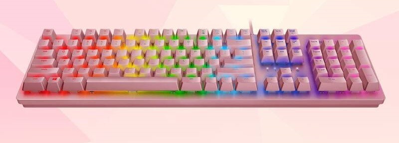 Klávesnice Razer Huntsman V2 Tenkeyless (Red Switch) - Quartz - US Layout růžová