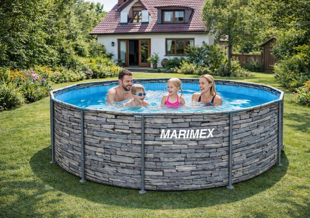 Bazén Marimex Florida stojící na zahradě v létě