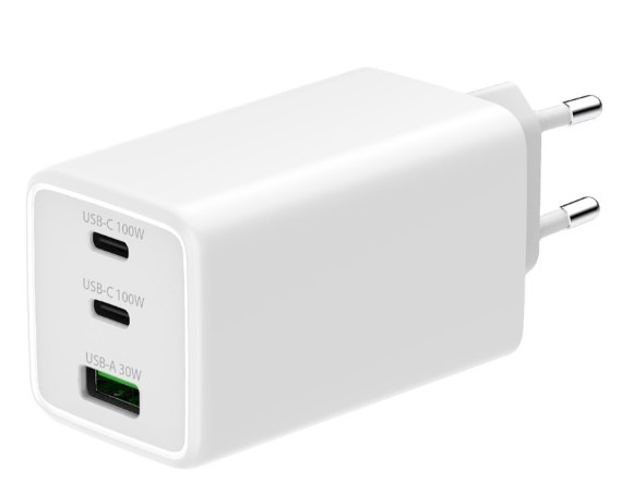 Nabíječka do sítě WG GaN, 100W, 1xUSB-A/2xUSB-C bílá