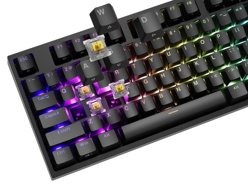 Klávesnice Genesis THOR 404 RGB, Gateron Yellow Pro, US layout černá Upravte si rozložení kláves podle vlastního gusta!
