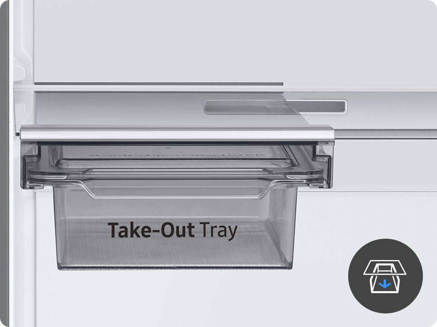Americká lednice Samsung RS66DG815CSLEF stříbrná Přihrádka Take-out Tray