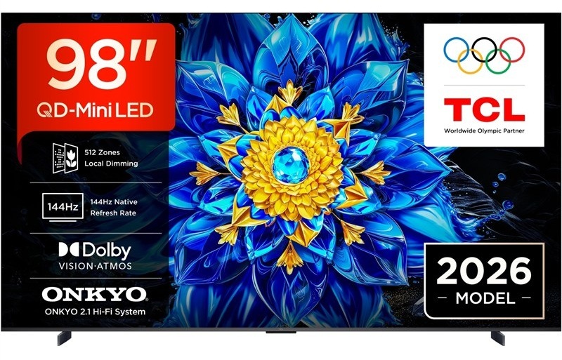 Televize TCL 98P8L s úhlopříčkou 248 cm.