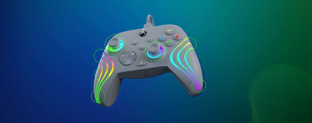 Gamepad PDP Afterglow Wave RGB Wired Controller pro Xbox One/Series šedý PDP Afterglow Wave RGB Wired Controller pro Xbox Series X|S / Xbox One / PC (049-024-GE)