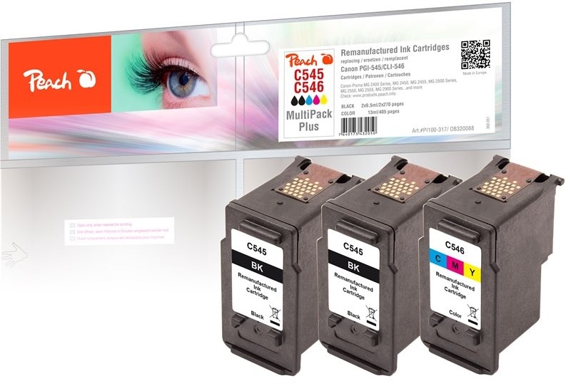 Inkoustová náplň Peach Canon PG-545/CL-546 MultiPack Plus, 2x270, 1x405 stran - CMYK