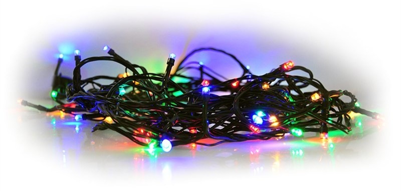 Vánoční osvětlení Solight řetěz, 100 LED, 10m, přívod 3m, 8 funkcí, časovač, multicolor
