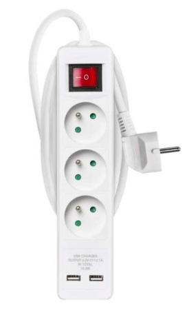 Kabel prodlužovací EMOS 3x zásuvka + 2x USB, 2m bílý Kabel prodlužovací EMOS 3x zásuvka + 2x USB, 2m bílý
