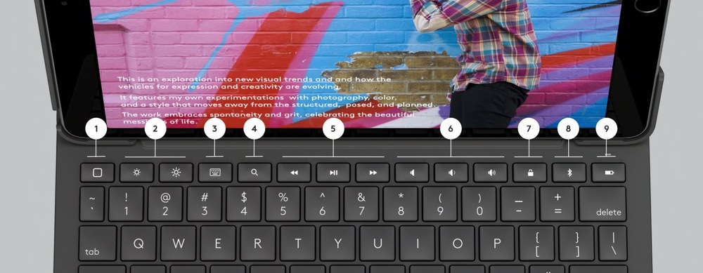 Pouzdro na tablet s klávesnicí Logitech Slim Folio na Apple iPad (7., 8. a 9. gen.) UK šedé