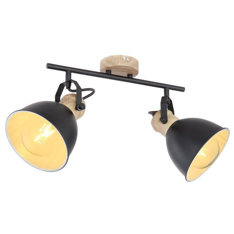 Bodové svítidlo GLOBO Wiho, 2xE27, 40W černé/imitace dřeva Bodové svítidlo GLOBO Wiho, 2xE27, 40W černé/imitace dřeva