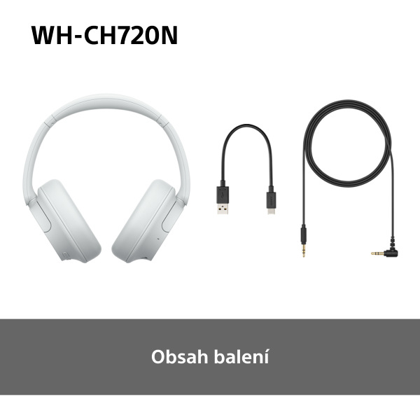 Sluchátka Sony WH-CH720N, bílá, obsah balení