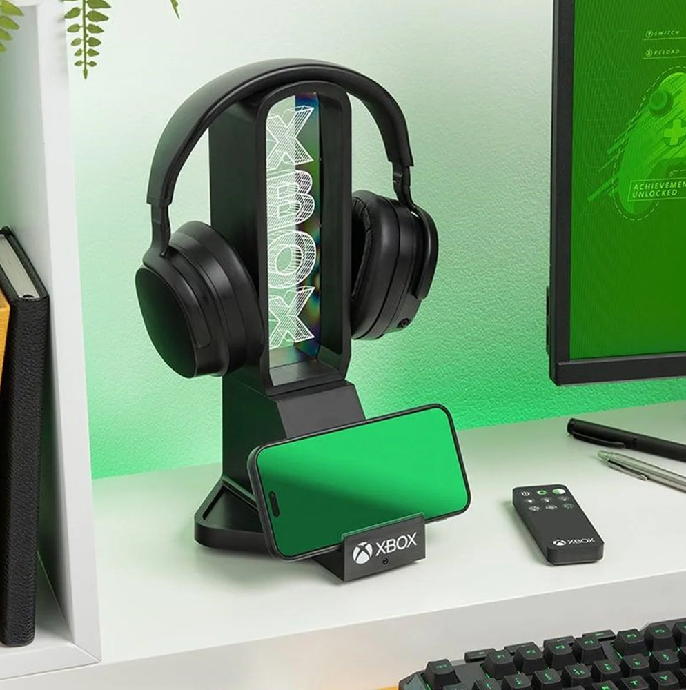 Stojánek Alltoys XBOX Headset Stand LED Light Stojan se sluchátky a mobilním telefonem.