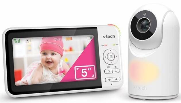 Dětská video chůvička Vtech VM5367 s 5" LCD displejem a otočnou kamerou – sada rodičovské jednotky a kamery