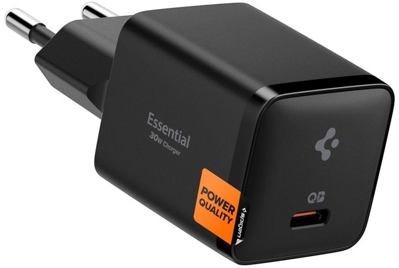 Nabíječka do sítě Spigen Essential 30W USB-C v černé barvě