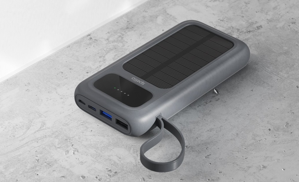 Powerbanka Spello by Epico ForcePack 5in1 10000mAh solární, s integorvanými kabely SP15 šedá Powerbanka Spello