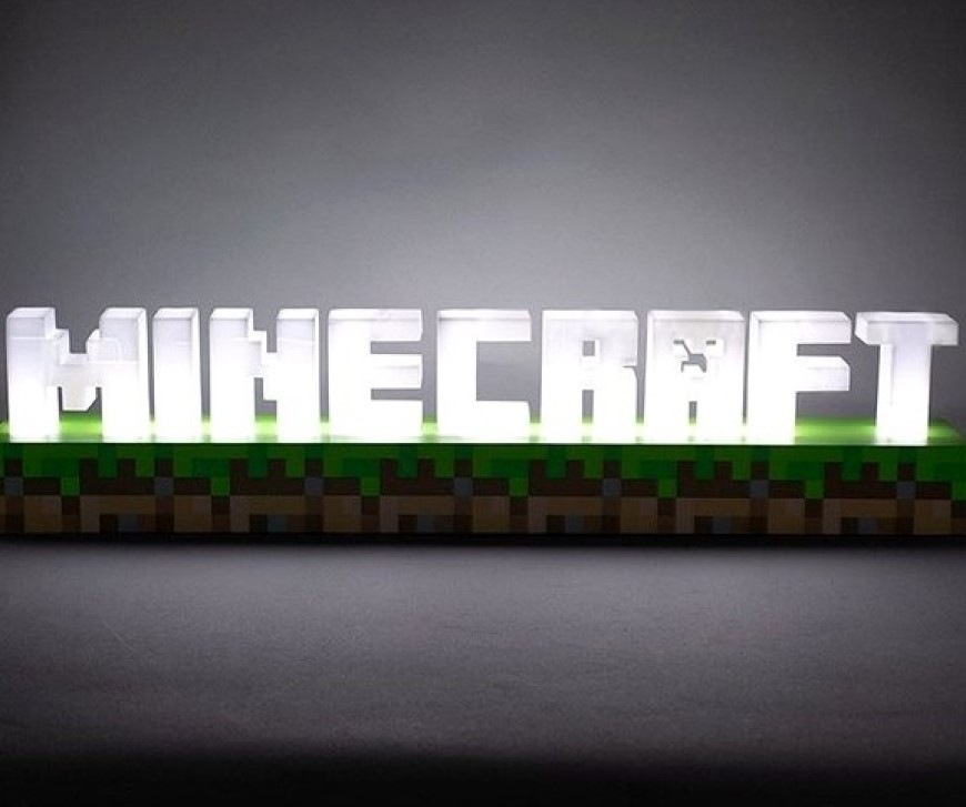 Dekorativní LED Paladone Minecraft logo bílá/zelená Stolní lampička Epee Minecraft logo - bílá/zelená/hnědá