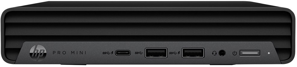 Elegantní přední strana mini stolního počítače HP Pro Mini 400 G9 zapadne do každého interiéru