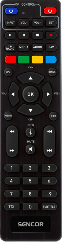 Set-top box Sencor SDB 525T SENIOR černý Dálkový ovladač Sencor SDB 525T SENIOR s velkými tlačítky pro snadné ovládání