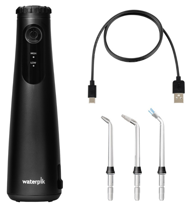 Ústní sprcha Waterpik WF26EUB se třemi nástavci a nabíjecím kabelem USB