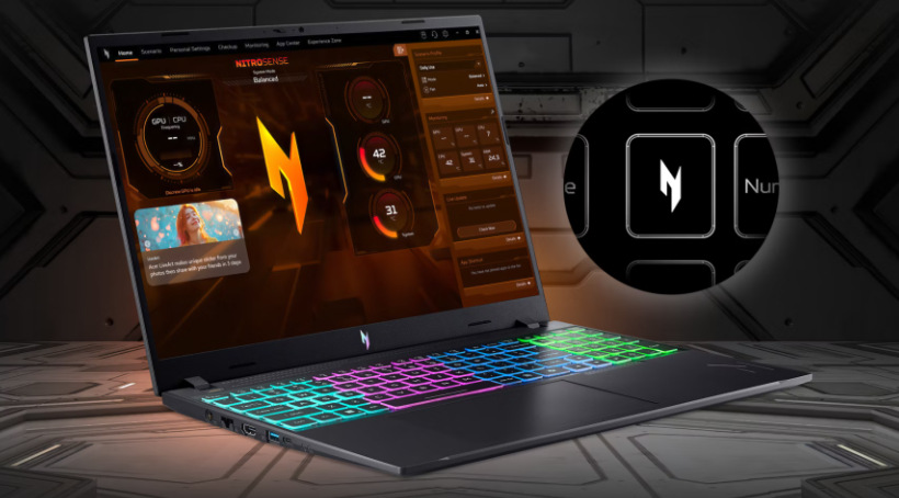 Notebook Acer Nitro V 16 (ANV16-I31-9250) černý Acer Nitro V 16 nabízí i speciální klávesu Acer My Key