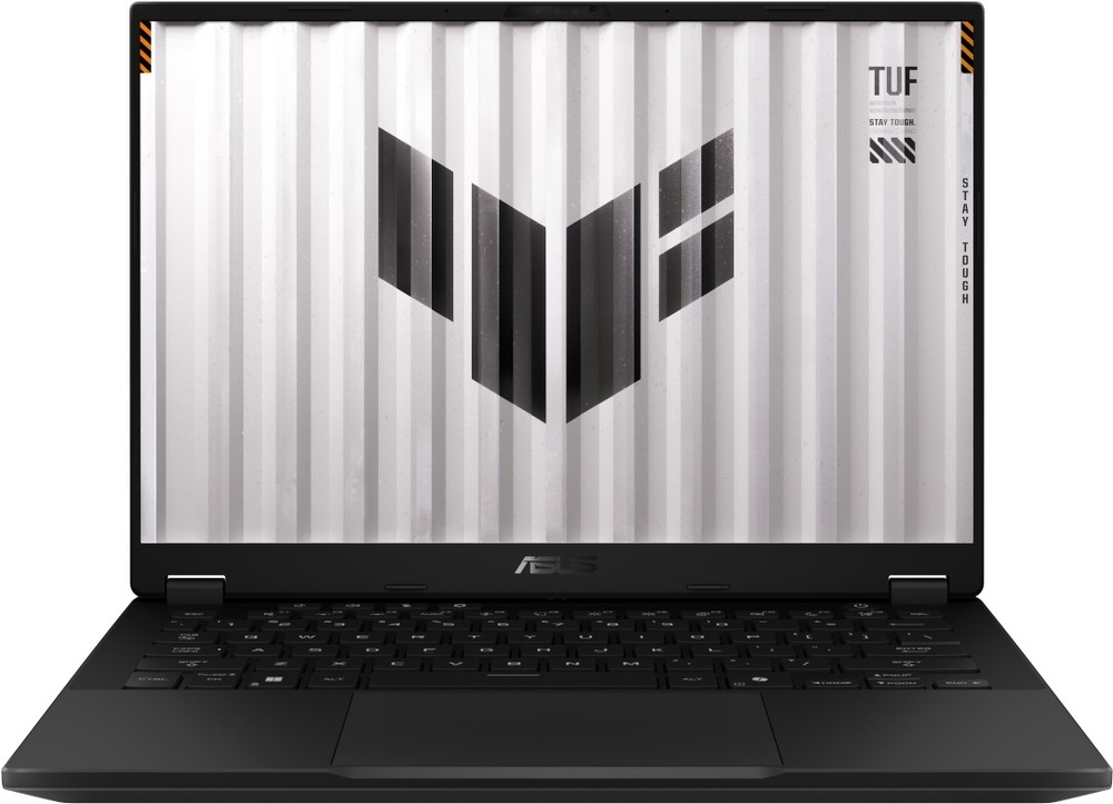 Notebook Asus TUF Gaming A14 šedý Přední pohled na Asus TUF Gaming A14 s kompaktním 14" displejem