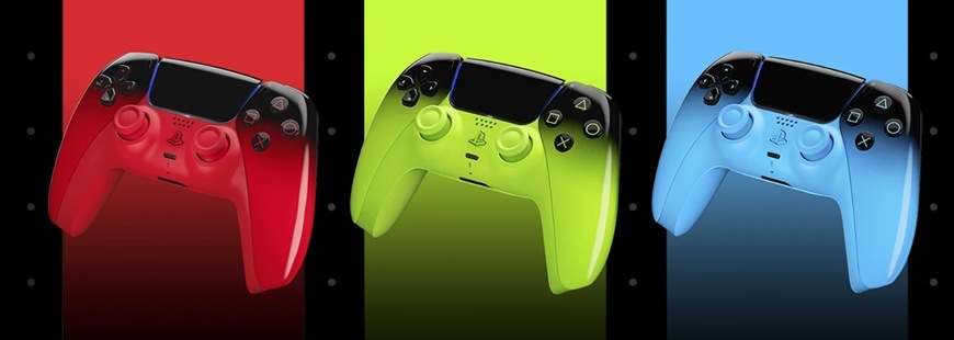 Bezdrátový ovladač Sony DualSense pro PS5 - Remix Green zelený Ilustrace herních ovladačů.