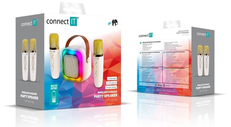 Přenosný reproduktor Connect IT CSP-1010-BG béžový Přenosný reproduktor Connect IT CSP-1010-BG je opatřen LED podsvícením předního panelu
