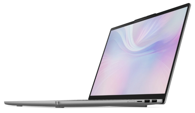 Notebook Lenovo IdeaPad Slim 5 16AKP10 šedý Boční profil notebooku Lenovo IdeaPad Slim 5 s konektory USB na pravé straně