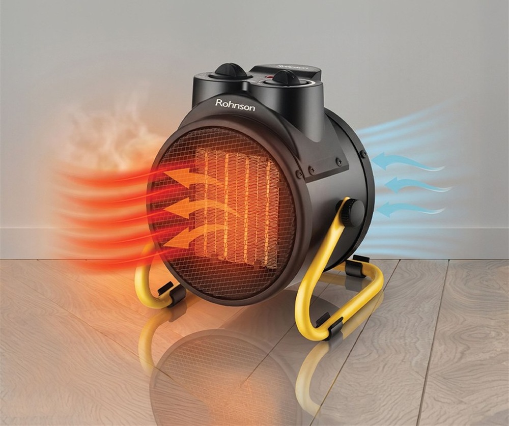 Teplovzdušný ventilátor Rohnson R-8075 černý/žlutý Horkovzdušný ventilátor Rohnson má integrovanou rukojeť pro snadné přenášení