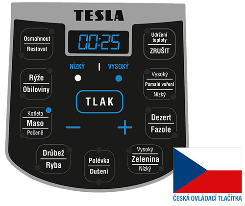 Ovládací tlačítka jsou v češtině