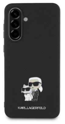 Kryt na mobil Karl Lagerfeld PU Saffiano Metal Karl and Choupette na Samsung Galaxy A56 černý