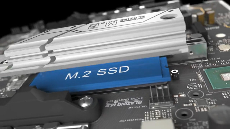 Základní deska ASRock B850M PRO-A Detail slotu M.2 SSD s chladičem na základní desce ASRock B850M Pro-A