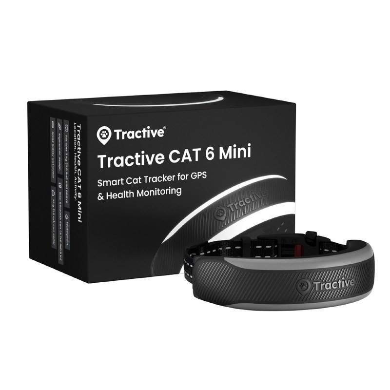 GPS lokátor Tractive CAT 6 Mini – pro kočky a monitor zdraví s integrovaným obojkem černý