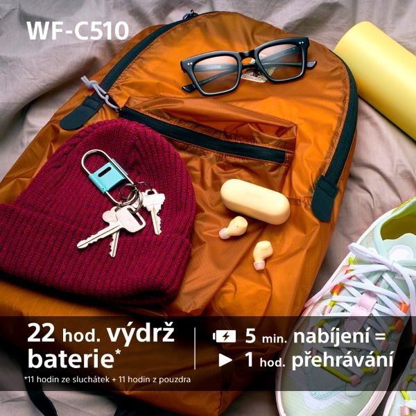 Sluchátka Sony WF-C510 žlutá Sluchátka Sony WF-C510 - žlutá, výdrž baterie