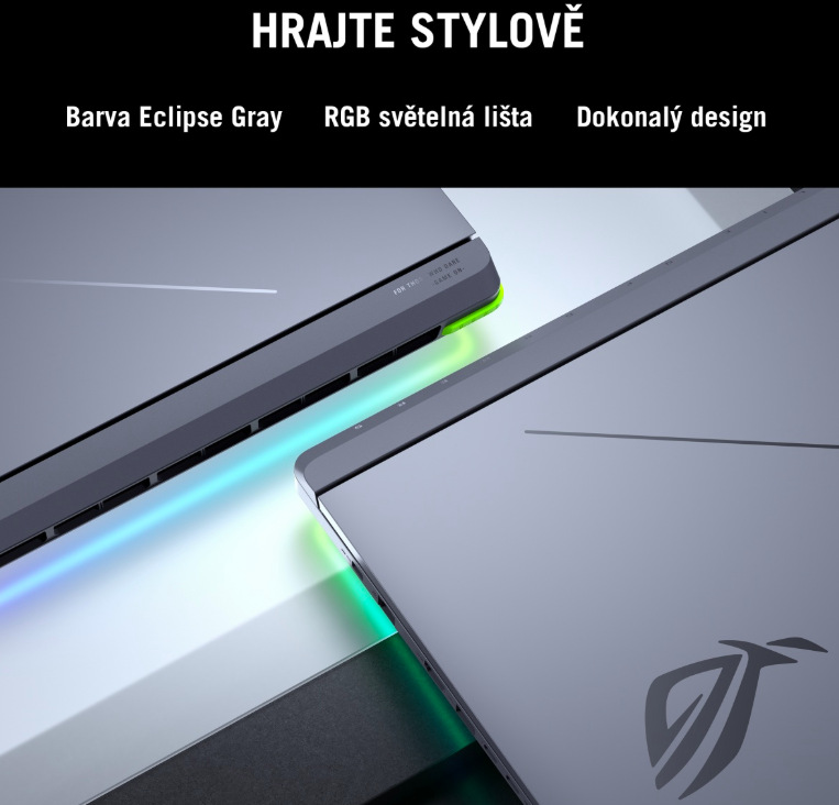 Detail zadní části Asus ROG Strix G18 se světelnou lištou Aura Sync