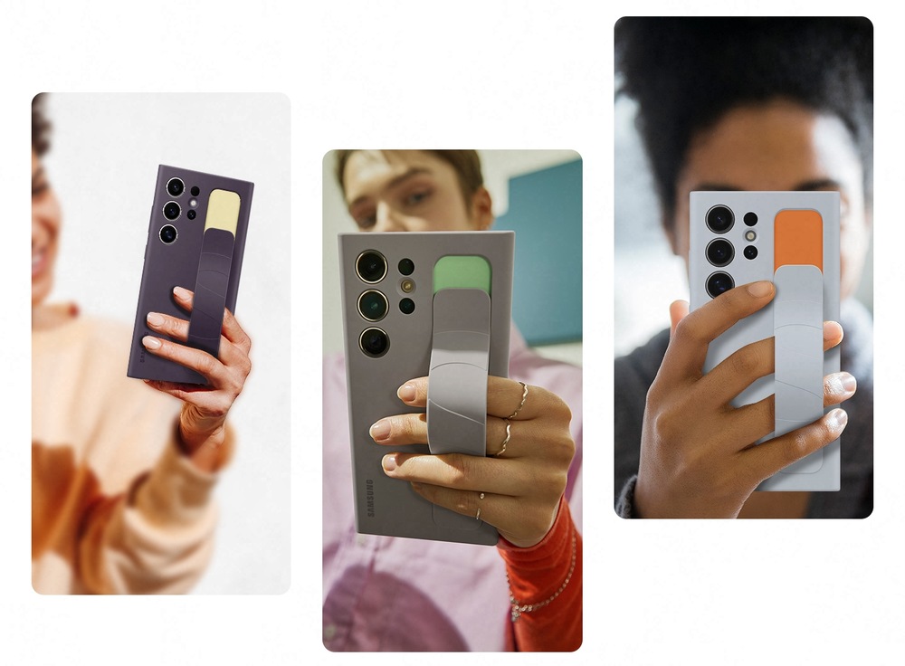 Kryt na mobil Samsung Silicone Grip s poutkem na Galaxy S24 Ultra modrý