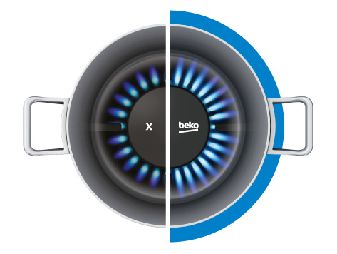 Kombinovaný sporák Beko FBM62330GXTN nerez Sporák K60 Beko FBM62330GXTN, nerez, vysoce účinný plynový hořák