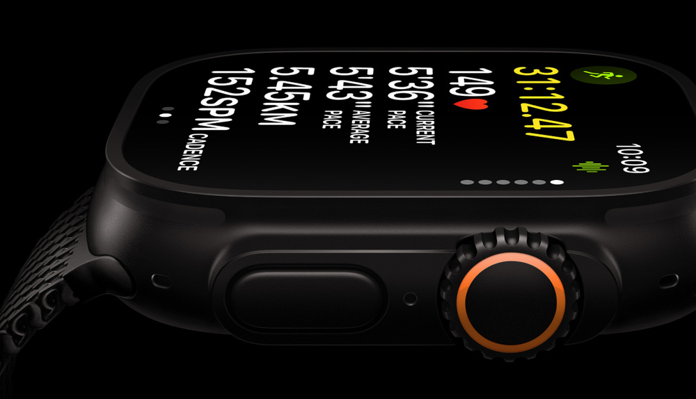 Chytré hodinky Apple Watch Ultra 3 GPS + Cellular 49mm černý titan - černý oceánský řemínek Chytré hodinky Apple Watch Ultra 3 GPS + Cellular 49mm černý titan - černý oceánský řemínek