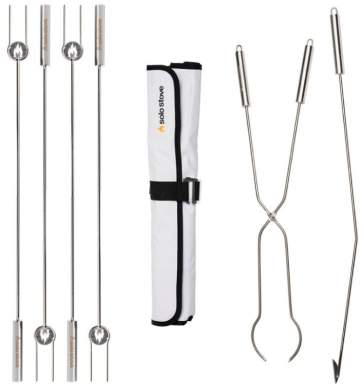 Grilovací nářadí Solo Stove Sticks & Tools sada nerezových špízů, kleští a háku s pouzdrem pro ohniště