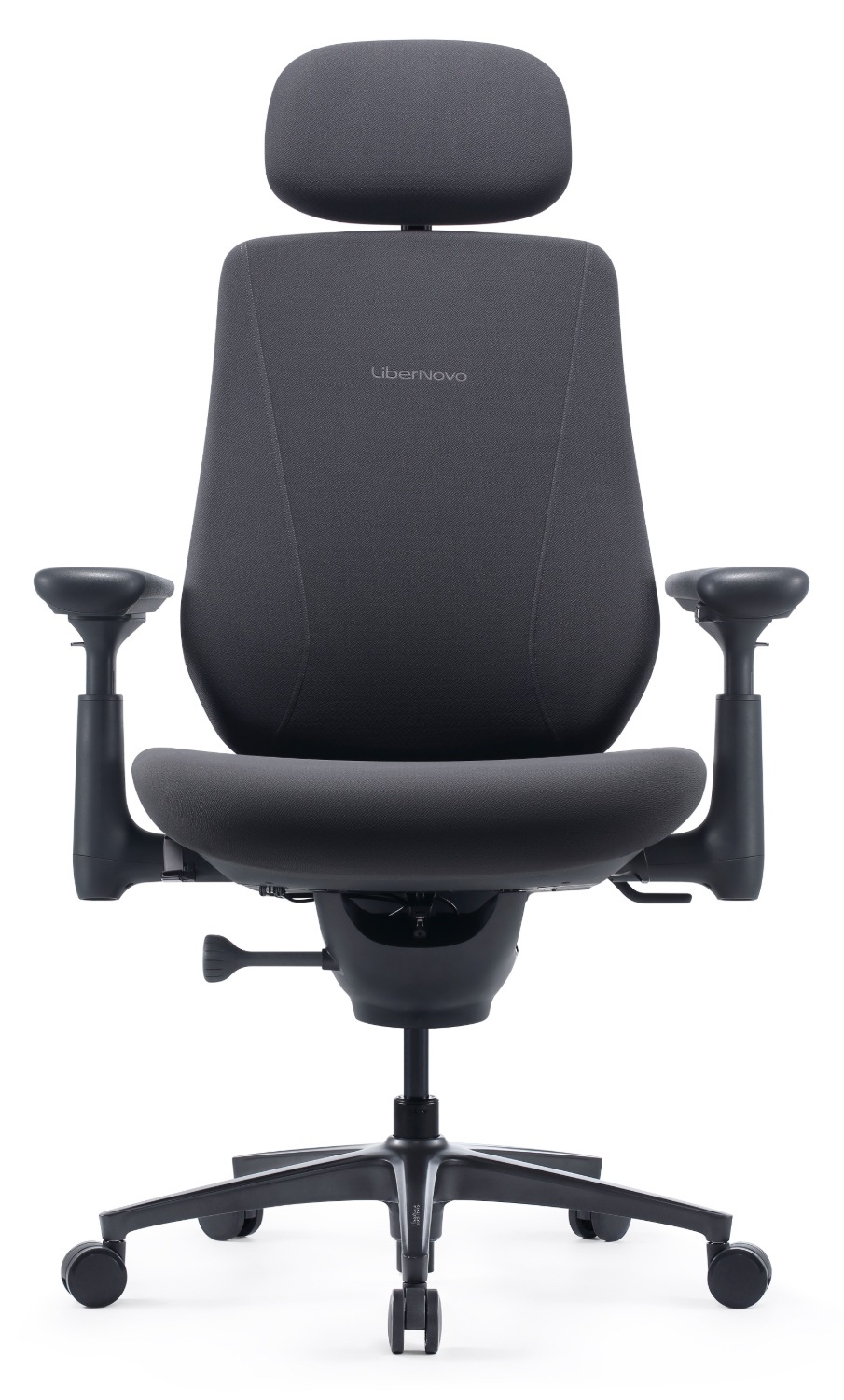 Ergonomická židle LiberNovo Maxis Electric Graphite 52 cm z předního pohledu na bílém pozadí
